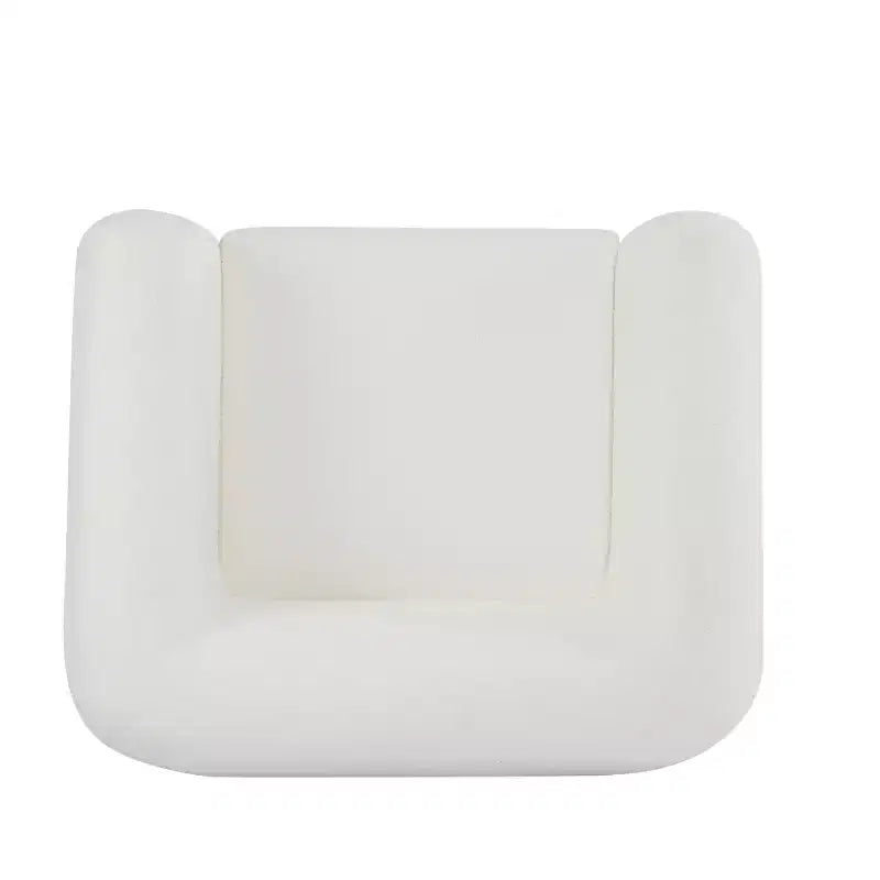 Poltrona club moderna rivestita in tessuto bouclé, beige