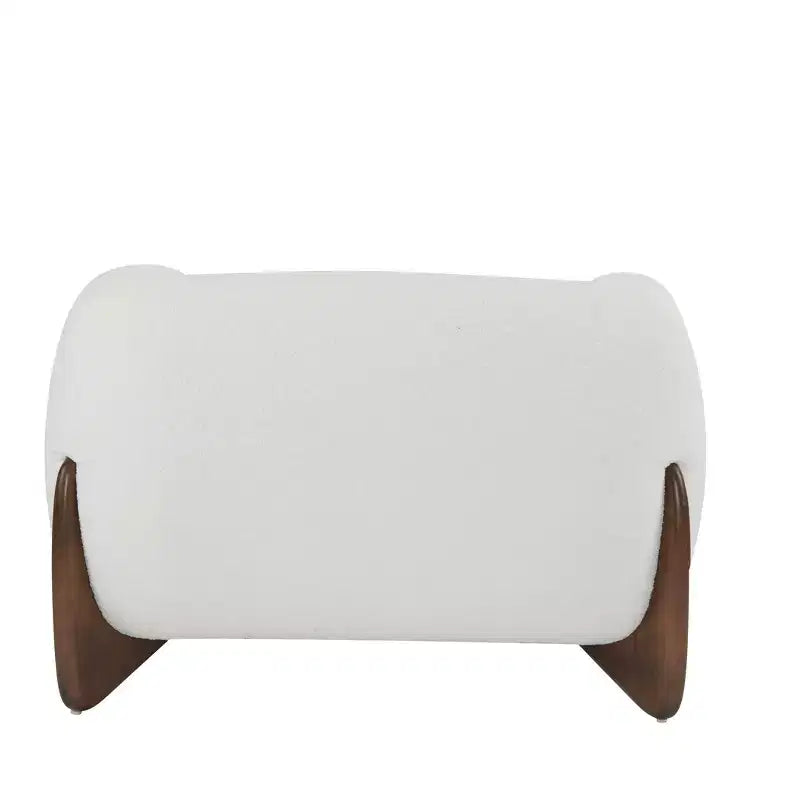 Poltrona club moderna rivestita in tessuto bouclé, beige