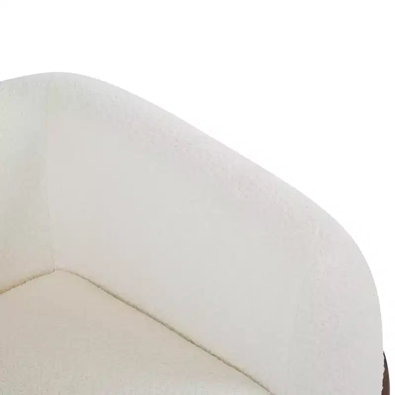 Poltrona club moderna rivestita in tessuto bouclé, beige