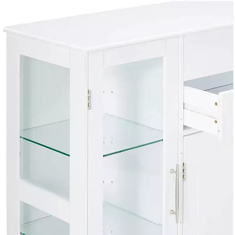Mobile credenza da cucina a 4 ante con ante in vetro, bianco