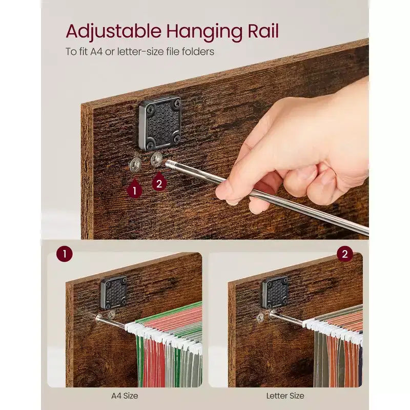 Classificatore verticale a 2 cassetti con 2 cassetti richiudibili a chiave, binario di sospensione regolabile, classificatore, supporto per stampante