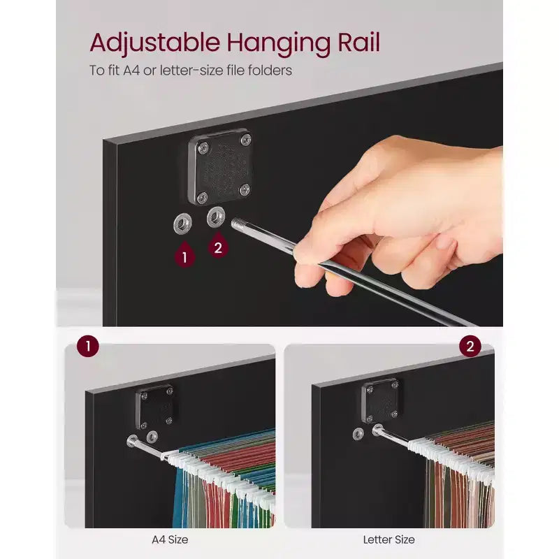 Classificatore verticale a 2 cassetti con 2 cassetti richiudibili a chiave, binario di sospensione regolabile, classificatore, supporto per stampante