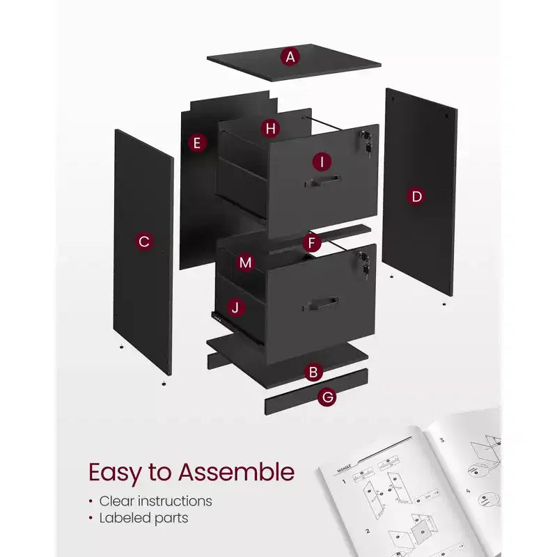 Classificatore verticale a 2 cassetti con 2 cassetti richiudibili a chiave, binario di sospensione regolabile, classificatore, supporto per stampante