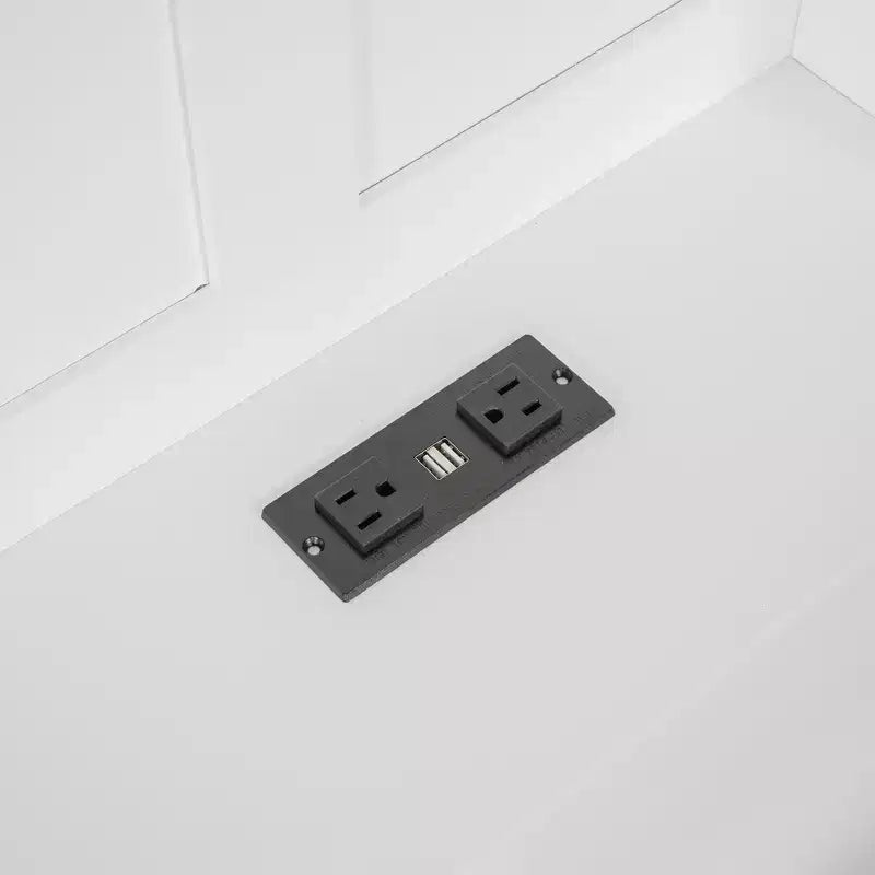 Letto a capanna singolo/una piazza e mezza con piattaforma e finestra, struttura letto con cassetti comodino, mensole, prese elettriche e porta USB, Bianco-ModernLuxe
