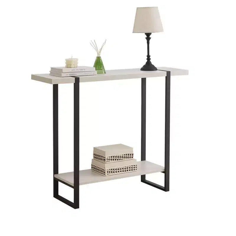 Tavolino Consolle per Ingresso con Ripiani - Tavolo da Divano Moderno in Metallo e Legno per Salotto, Ingresso, Corridoio, Foyer