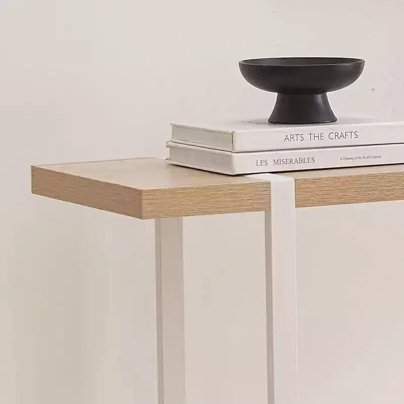 Tavolino Consolle per Ingresso con Ripiani - Tavolo da Divano Moderno in Metallo e Legno per Salotto, Ingresso, Corridoio, Foyer
