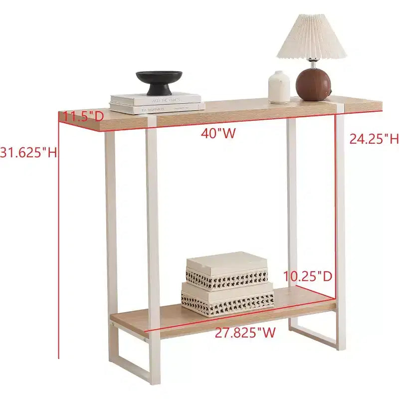 Tavolino Consolle per Ingresso con Ripiani - Tavolo da Divano Moderno in Metallo e Legno per Salotto, Ingresso, Corridoio, Foyer