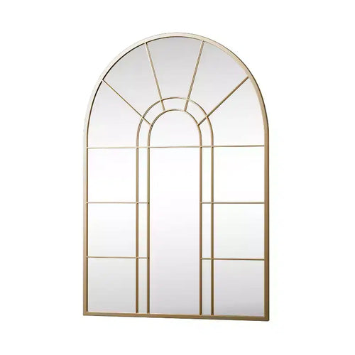 HomeRoots 41 Black Metal Arch Window Pane Framed Accent Mirror