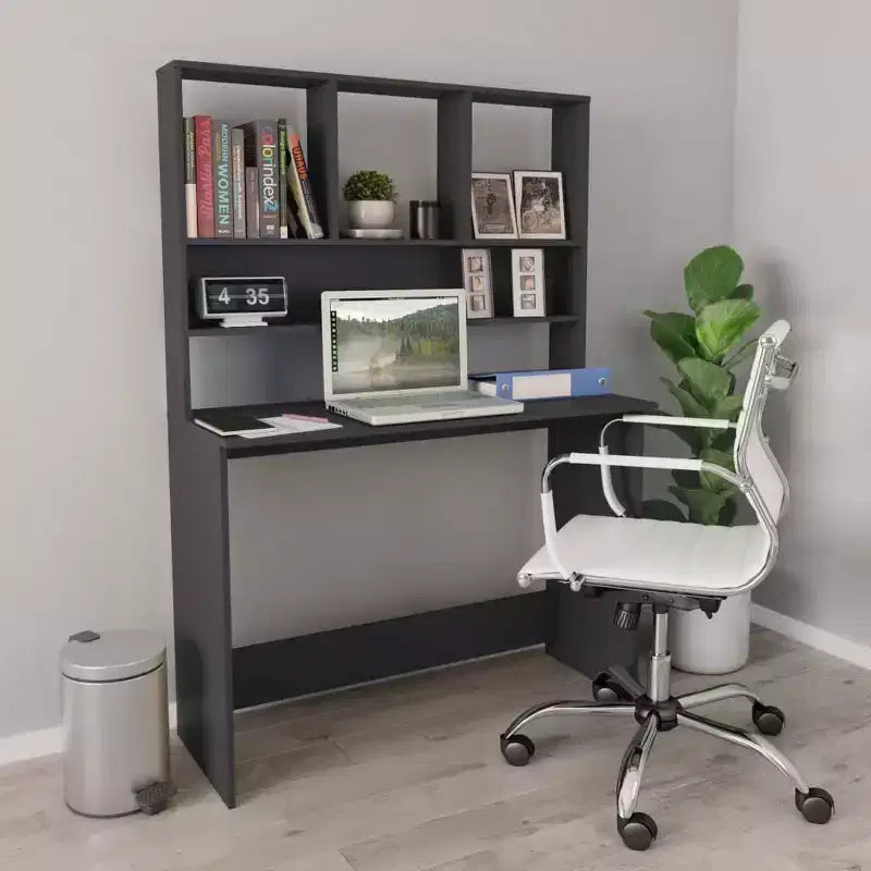 Scrivania galleggiante moderna, Scrivania galleggiante con 3 ripiani, Scrivania per computer a muro con finitura opaca per piccoli spazi