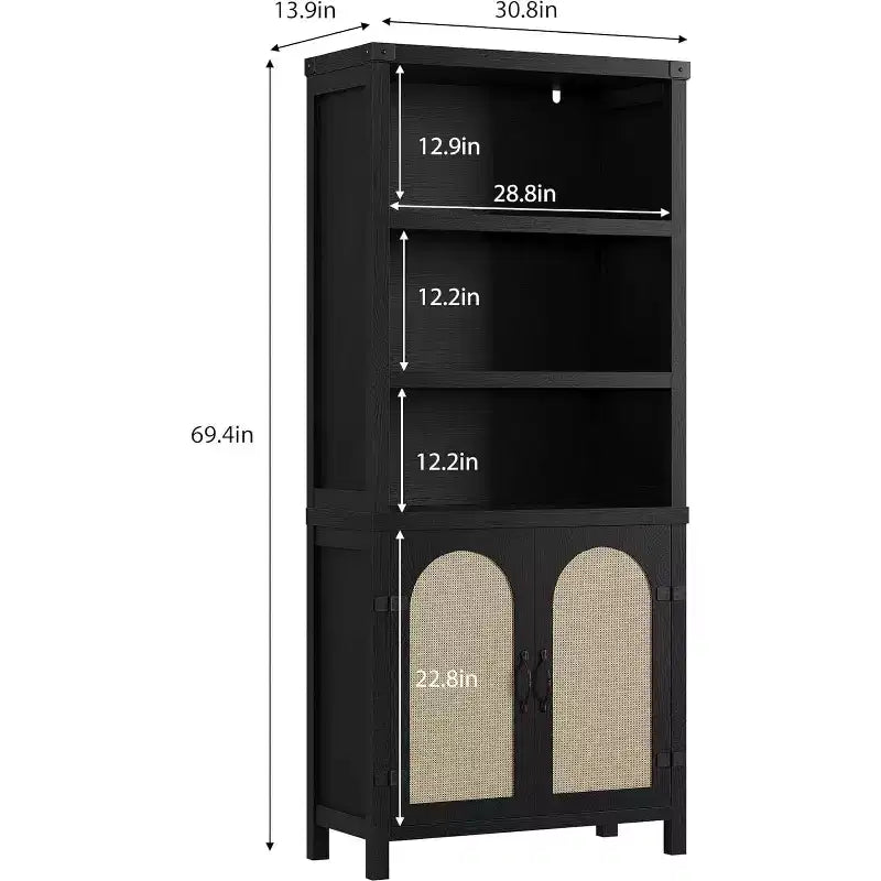 Libreria e scaffale con ante, libreria alta 180 cm con armadietti contenitori per ufficio domestico