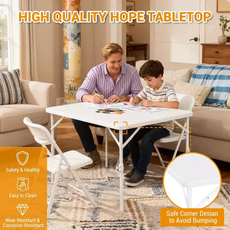 Tavolo pieghevole quadrato da 34", tavolo da gioco pieghevole portatile multifunzionale con maniglia per il trasporto per uso interno, esterno, campeggio, piano in plastica