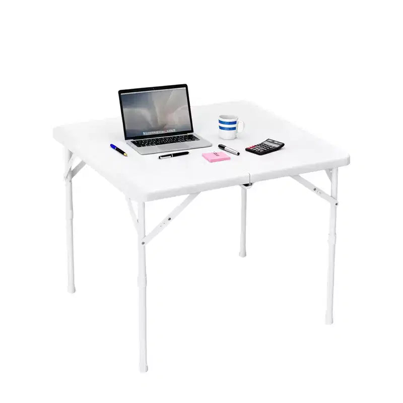 Tavolo pieghevole quadrato da 34", tavolo da gioco pieghevole portatile multifunzionale con maniglia per il trasporto per uso interno, esterno, campeggio, piano in plastica