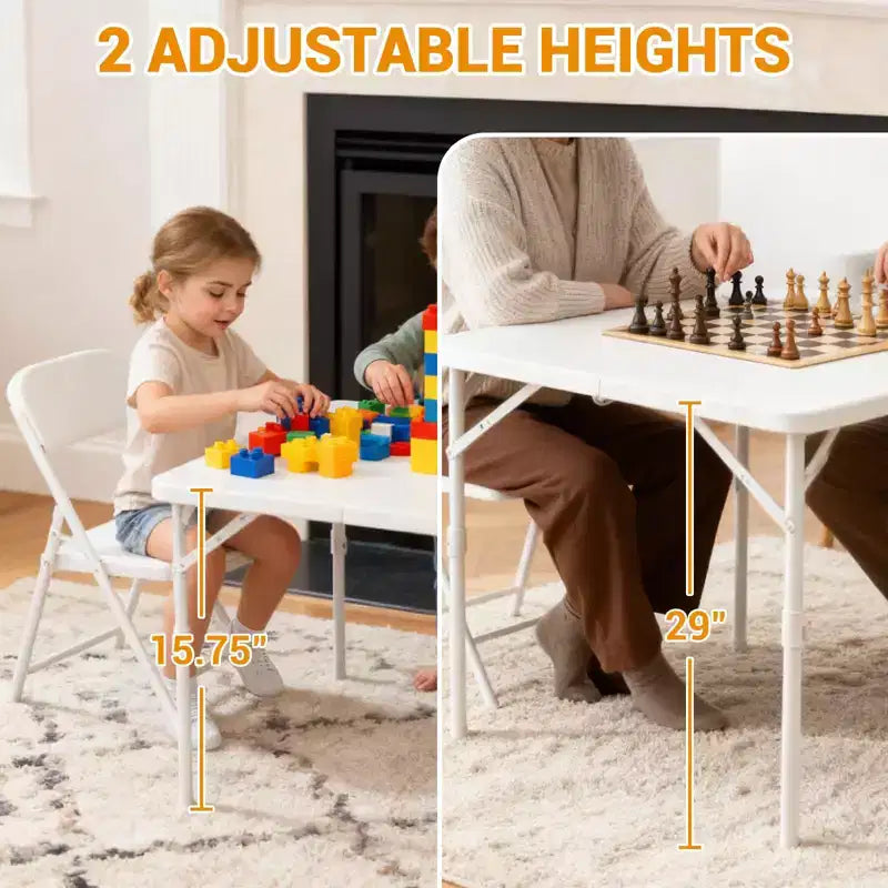 Tavolo pieghevole quadrato da 34", tavolo da gioco pieghevole portatile multifunzionale con maniglia per il trasporto per uso interno, esterno, campeggio, piano in plastica