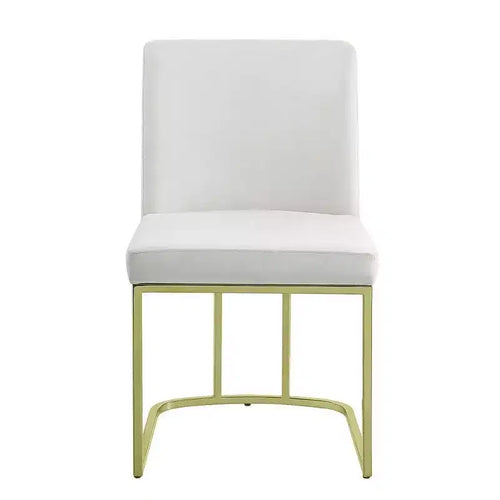 Set di 2 sedie da pranzo laterali da 61 cm, morbido velluto bianco sporco, base in metallo color oro