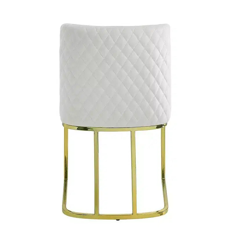 Set di 2 sedie da pranzo laterali da 61 cm, morbido velluto bianco sporco, base in metallo color oro