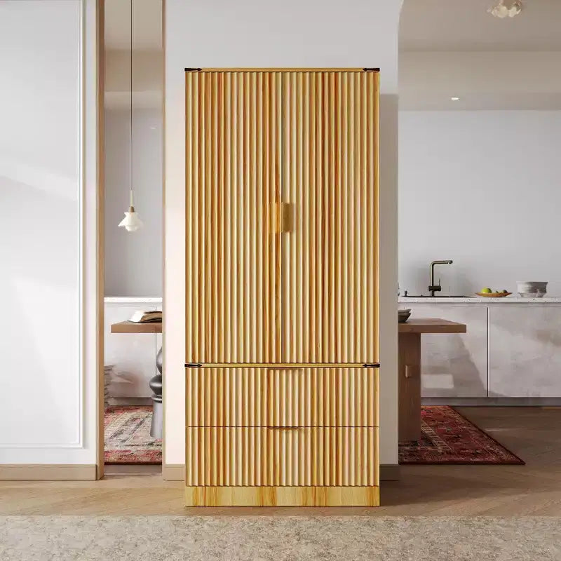 Credenza da cucina con ante magnetiche effetto legno - Ripiani regolabili e cassetti contenitori