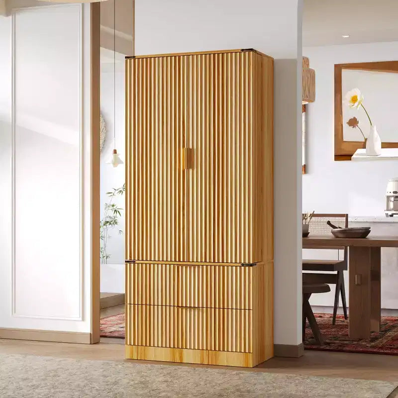 Credenza da cucina con ante magnetiche effetto legno - Ripiani regolabili e cassetti contenitori