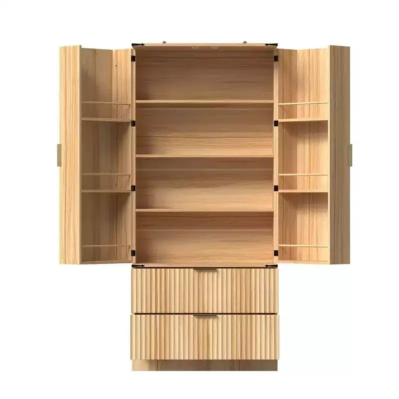 Credenza da cucina con ante magnetiche effetto legno - Ripiani regolabili e cassetti contenitori