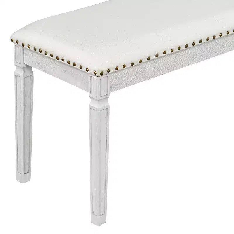 Set tavolo da pranzo vintage e set tavolo da cucina rustico per 6 persone con 4 sedie e panca e gambe intagliate in stile retrò