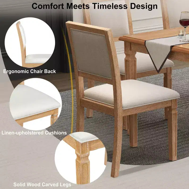 Set tavolo da pranzo vintage e set tavolo da cucina rustico per 6 persone con 4 sedie e panca e gambe intagliate in stile retrò
