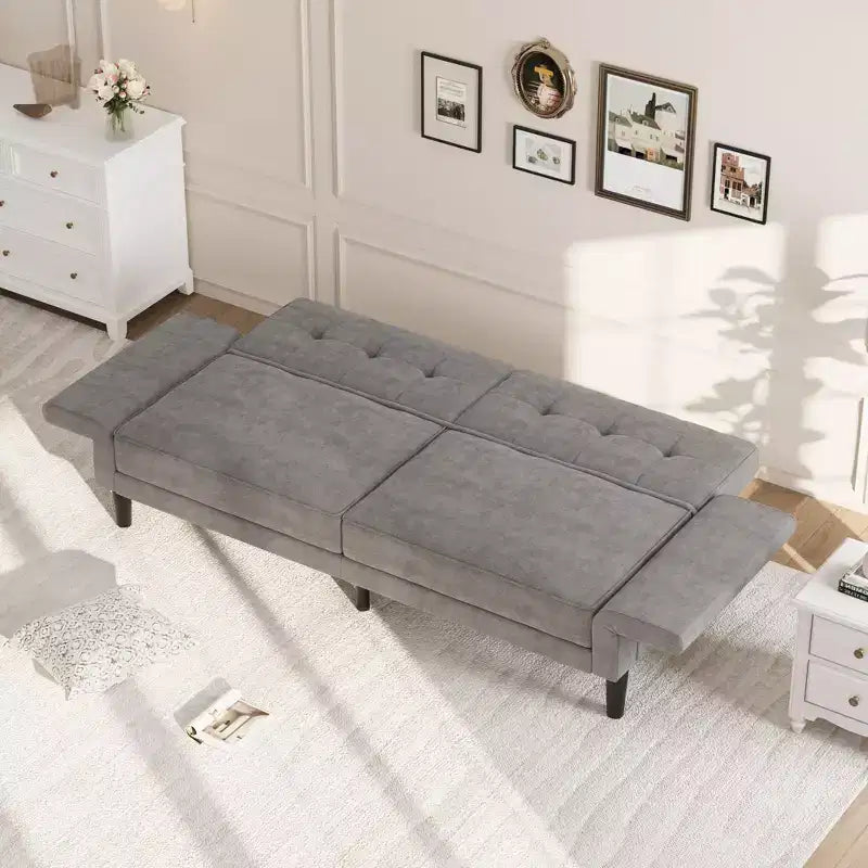 89 Divano Letto Futon, Divano Letto Moderno in ciniglia con Schienale e Braccioli Regolabili, Divano Futon Convertibile per Soggiorno Camera da Letto Appartamenti