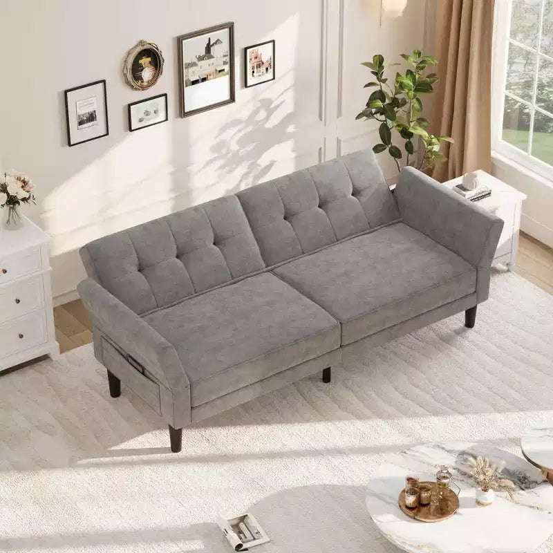 89 Divano Letto Futon, Divano Letto Moderno in ciniglia con Schienale e Braccioli Regolabili, Divano Futon Convertibile per Soggiorno Camera da Letto Appartamenti
