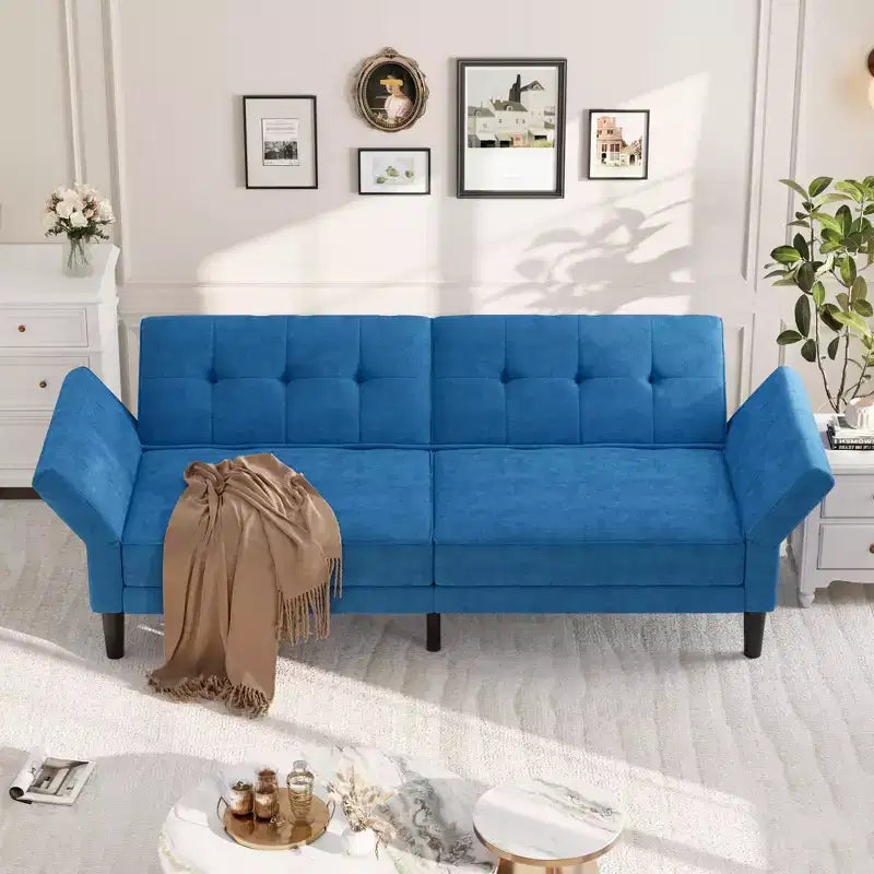 89 Divano Letto Futon, Divano Letto Moderno in ciniglia con Schienale e Braccioli Regolabili, Divano Futon Convertibile per Soggiorno Camera da Letto Appartamenti