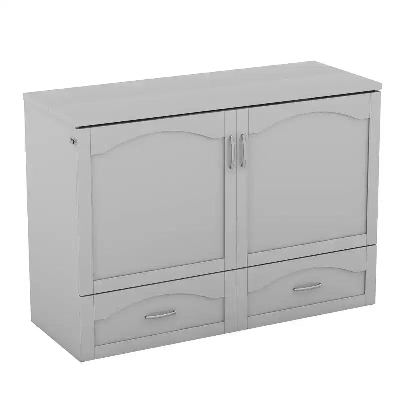 Letto a scomparsa Murphy matrimoniale/queen con cassetti portaoggetti, cassettone letto a scomparsa Murphy in legno con prese e porte USB, design con struttura a puleggia