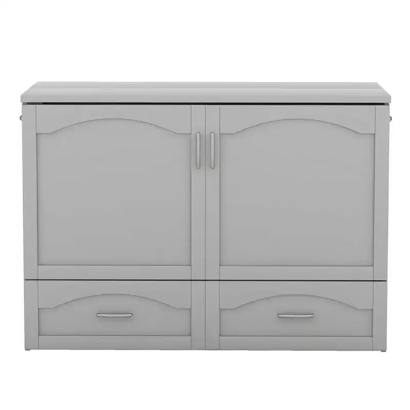 Letto a scomparsa Murphy matrimoniale/queen con cassetti portaoggetti, cassettone letto a scomparsa Murphy in legno con prese e porte USB, design con struttura a puleggia
