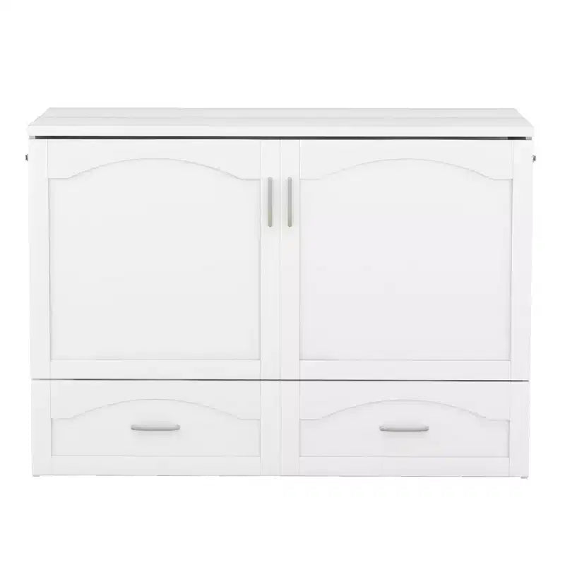 Letto a scomparsa Murphy matrimoniale/queen con cassetti portaoggetti, cassettone letto a scomparsa Murphy in legno con prese e porte USB, design con struttura a puleggia