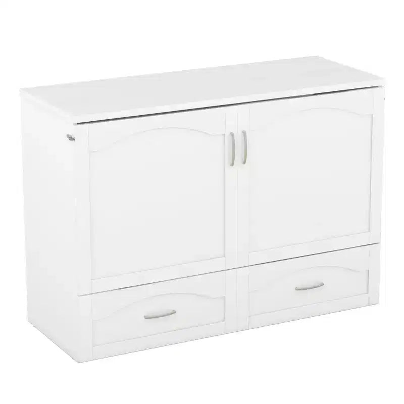 Letto a scomparsa Murphy matrimoniale/queen con cassetti portaoggetti, cassettone letto a scomparsa Murphy in legno con prese e porte USB, design con struttura a puleggia