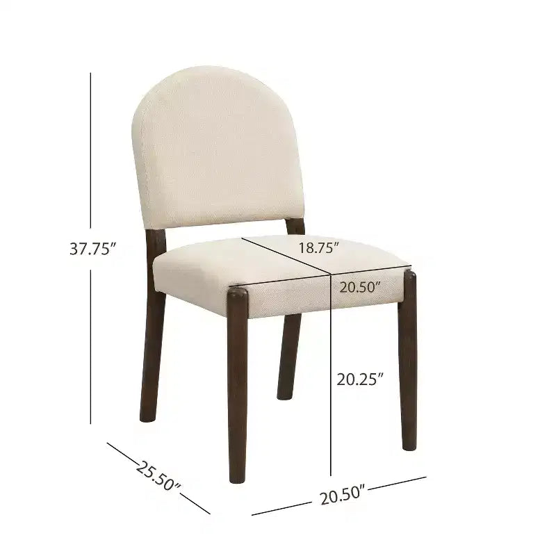 Sedie da pranzo imbottite in tessuto Mid-Century con schienale (set da 2)