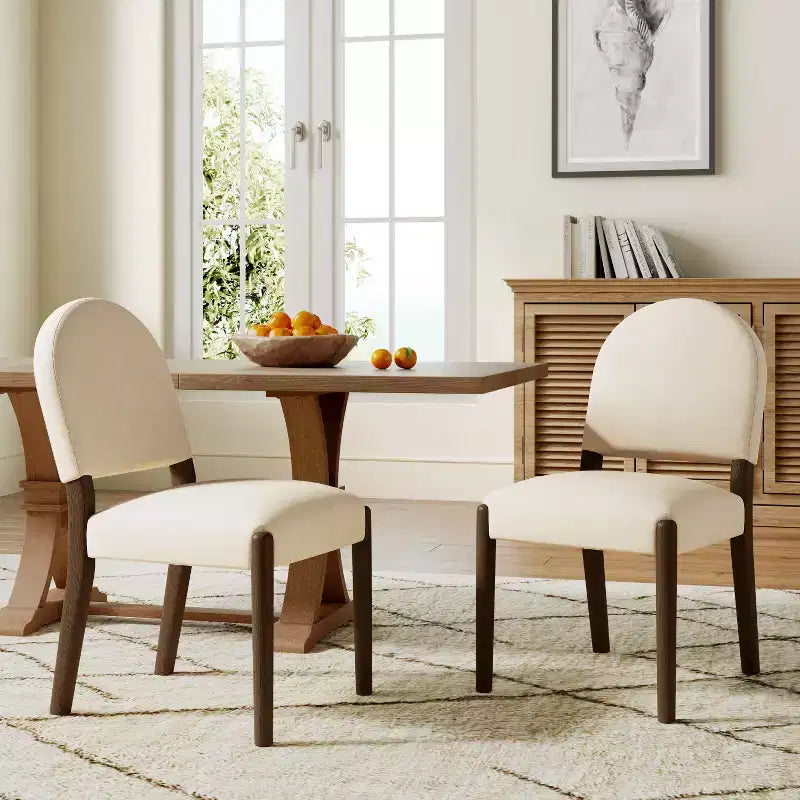 Sedie da pranzo imbottite in tessuto Mid-Century con schienale (set da 2)