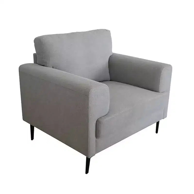 Sedia Lino Grigio Chiaro - Acme Furniture: Poltrona d'Appoggio Imbottita con Gambe in Metallo