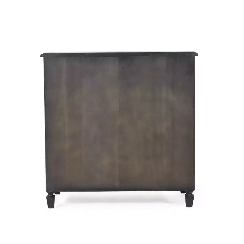 Comò con 3 cassetti Rustic in legno di acacia e canna Grigio scuro: Contenitore per camera da letto, Accessori in metallo