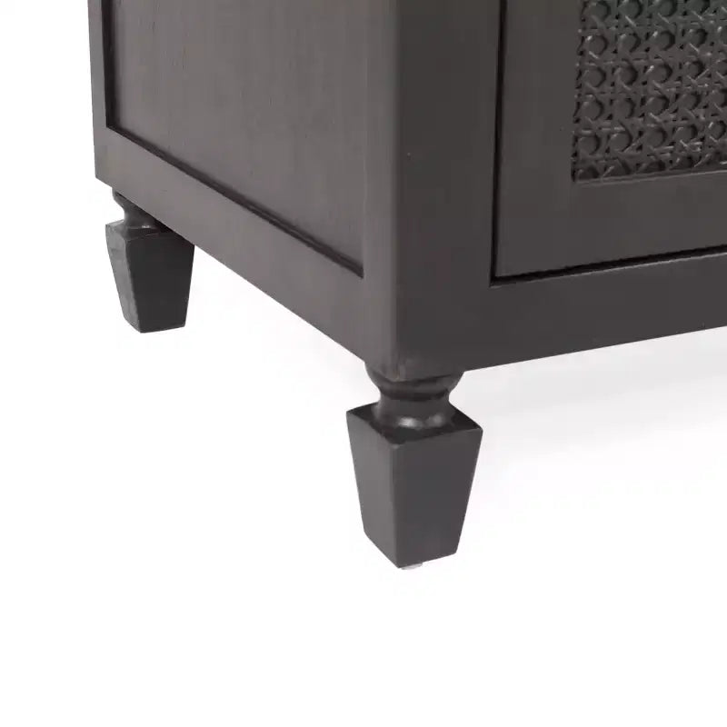 Comò con 3 cassetti Rustic in legno di acacia e canna Grigio scuro: Contenitore per camera da letto, Accessori in metallo