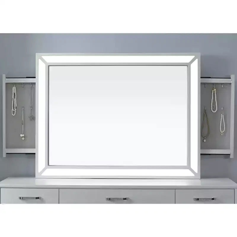 Specchio Contemporaneo con Luce Led e Spina USB Bianco Luminoso - HOMES: Inside + Out