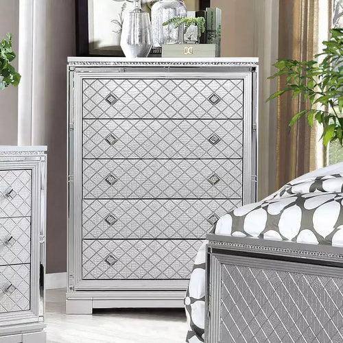 Tenaya 5 Drawer Chest Silver - HOMES: Inside + Out