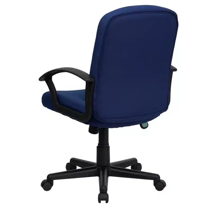 Sedia da ufficio direzionale girevole in tessuto a schienale medio con braccioli in nylon