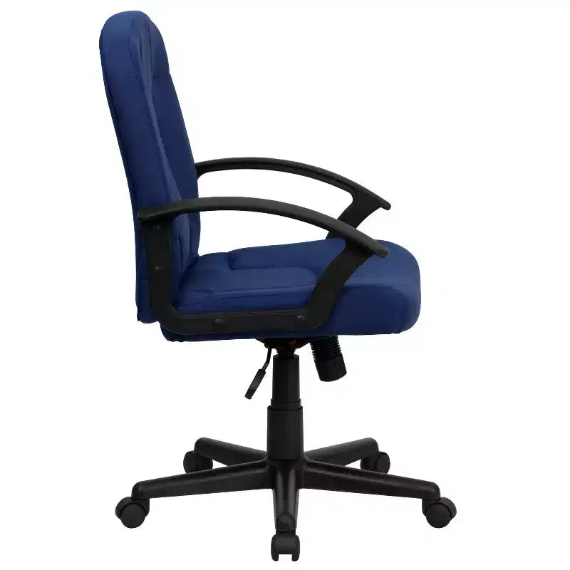 Sedia da ufficio direzionale girevole in tessuto a schienale medio con braccioli in nylon