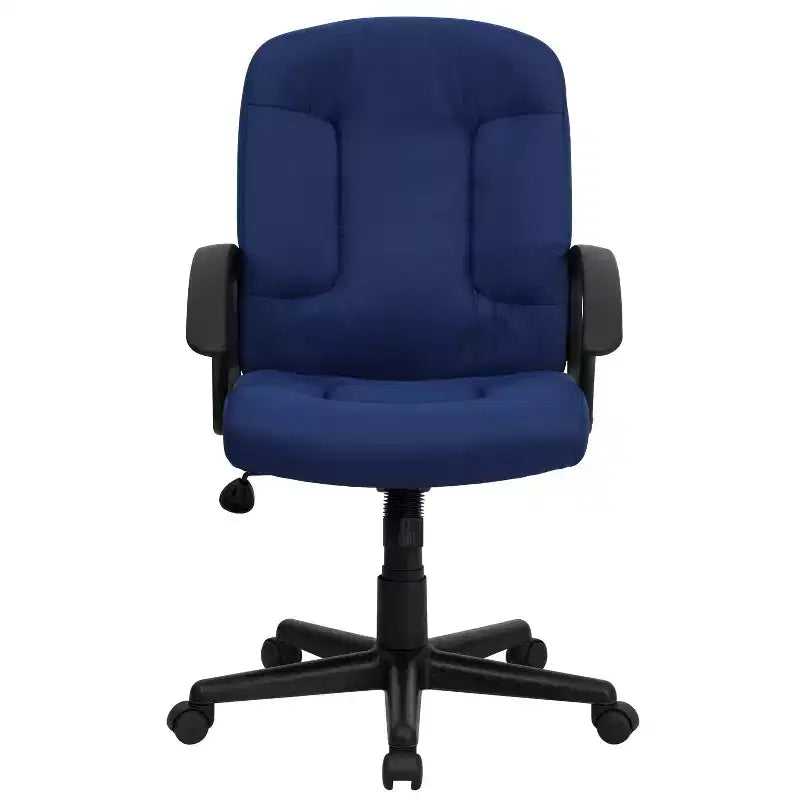 Sedia da ufficio direzionale girevole in tessuto a schienale medio con braccioli in nylon