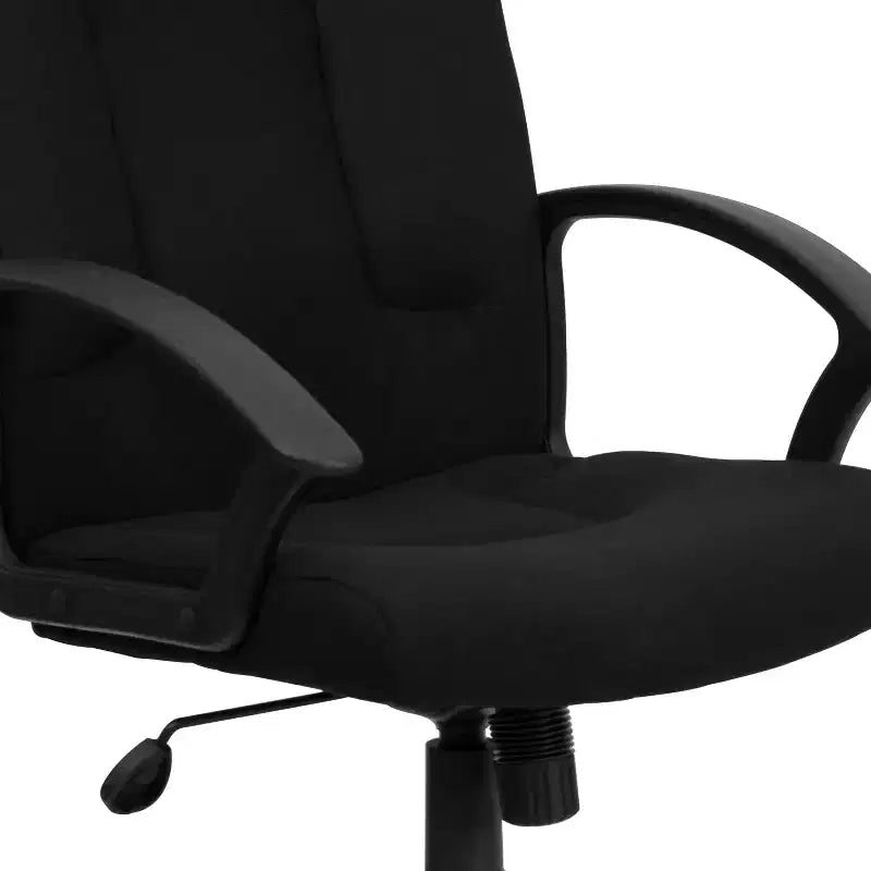 Sedia da ufficio direzionale girevole in tessuto a schienale medio con braccioli in nylon