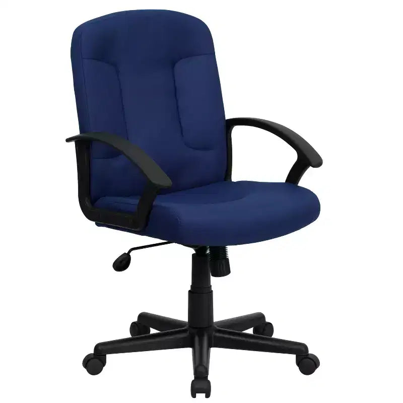 Sedia da ufficio direzionale girevole in tessuto a schienale medio con braccioli in nylon