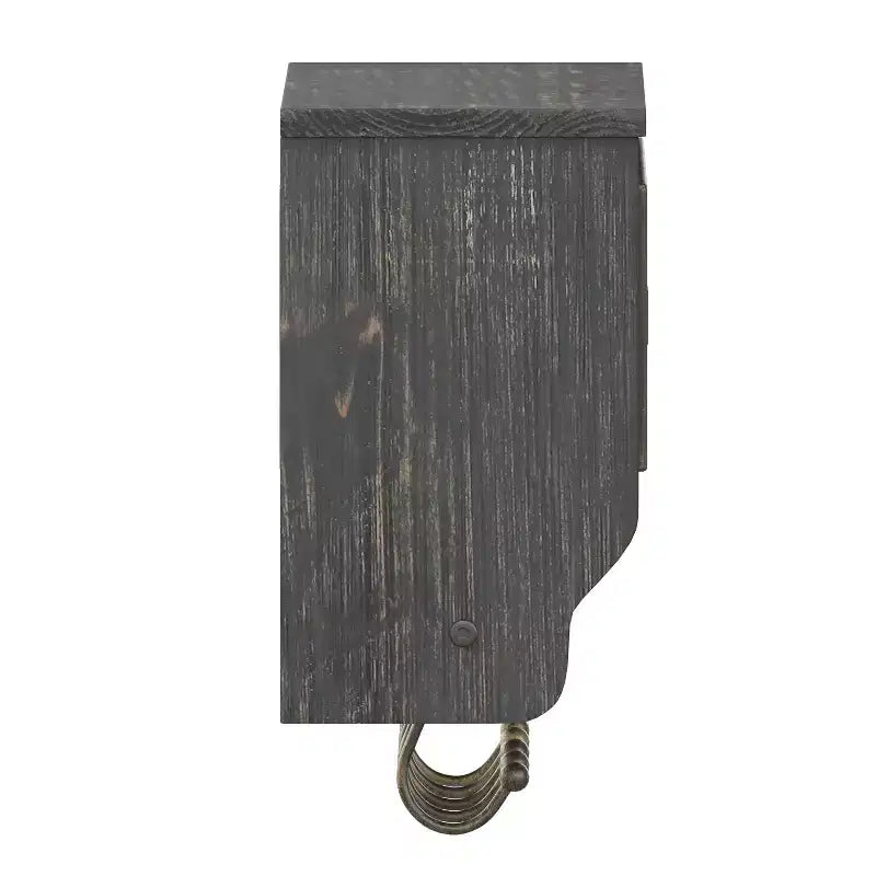 Scaffale rustico da parete con 5 ganci scorrevoli regolabili e tre cestini portaoggetti in filo metallico