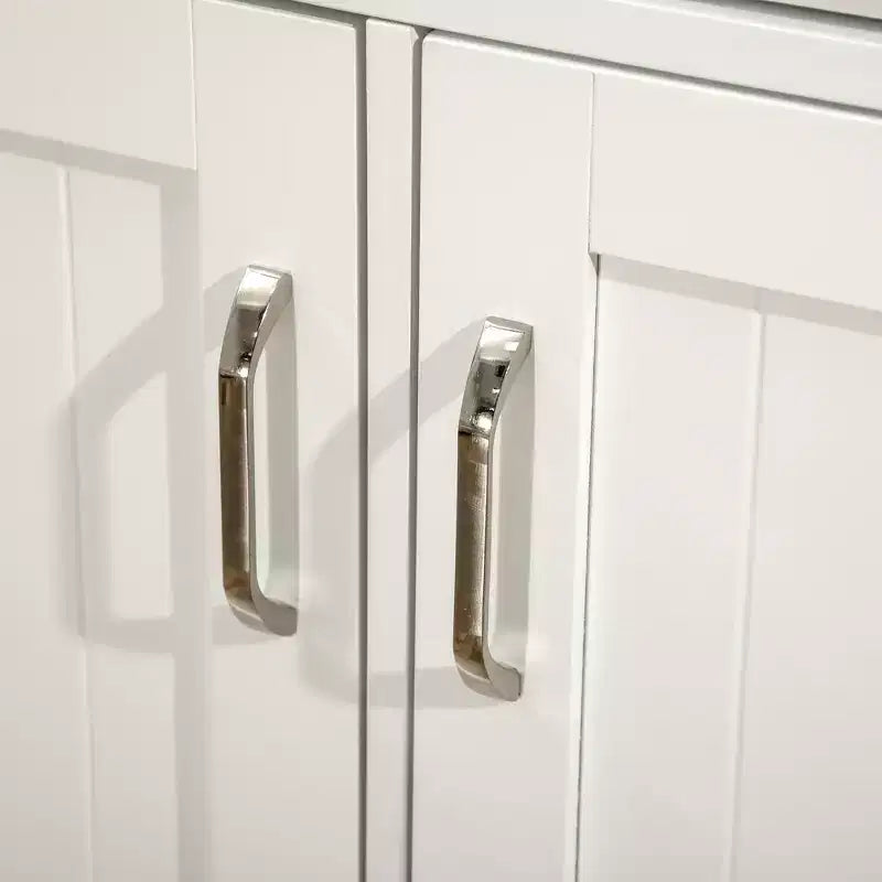 Isola da Cucina con Mobile Contenitore e Piano in Legno di Caucciù a 2 Livelli, Tavolo da Isola con Ripiani Regolabili e Cassetti, Bianco