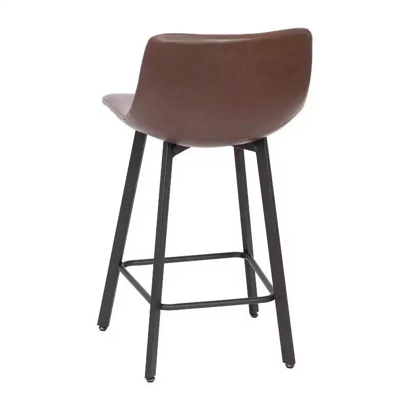 Set di due sgabelli da bar moderni imbottiti da 24", telaio in metallo opaco e piedini in plastica