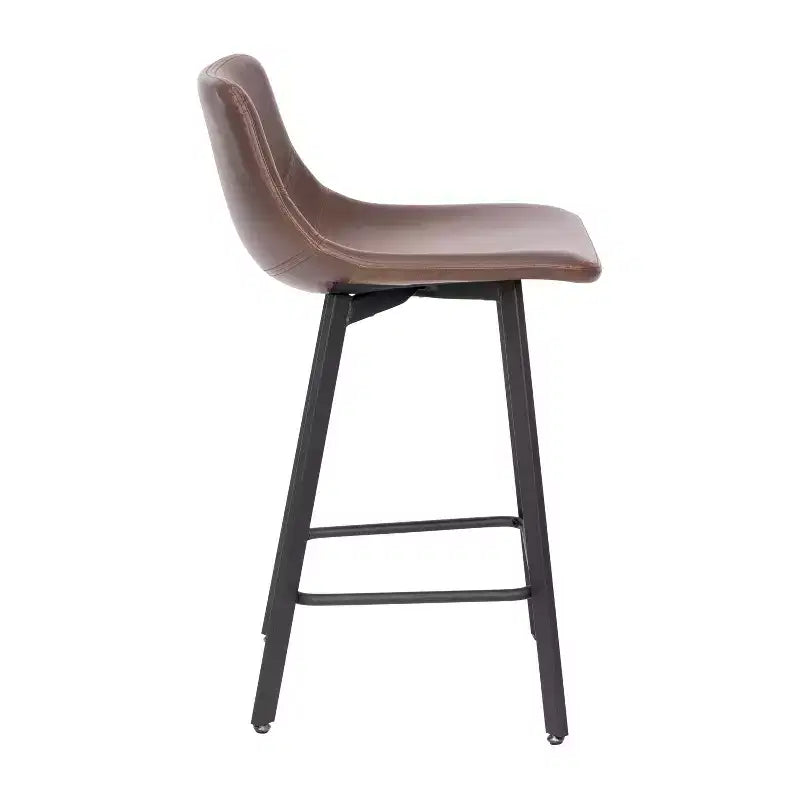 Set di due sgabelli da bar moderni imbottiti da 24", telaio in metallo opaco e piedini in plastica