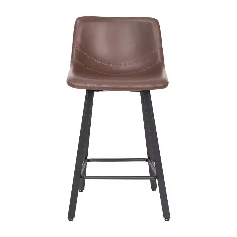 Set di due sgabelli da bar moderni imbottiti da 24", telaio in metallo opaco e piedini in plastica