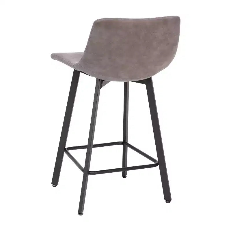 Set di due sgabelli da bar moderni imbottiti da 24", telaio in metallo opaco e piedini in plastica