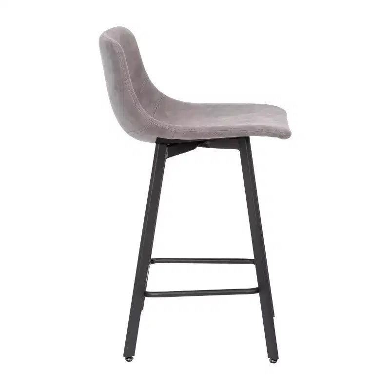 Set di due sgabelli da bar moderni imbottiti da 24", telaio in metallo opaco e piedini in plastica